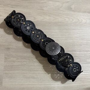 Handcrafted Black Leather Medallion Bracelet by Arizona Jean Company